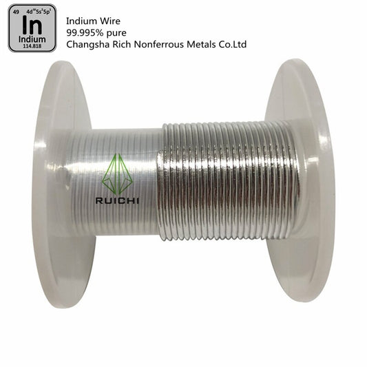 99.995% pure 3 / 4 / 5mm diameter Indium Wire, 1 meter per spool