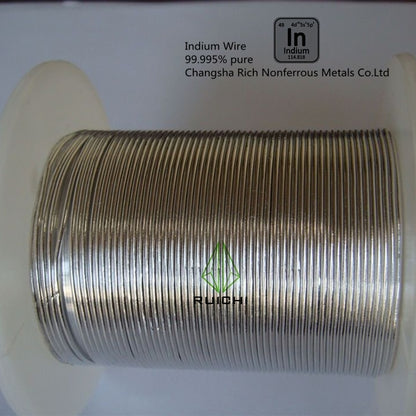 Indium Wire with 0.5mm, 1mm diameter 5 meter Length per spool, Indium metal wire 99.995% pure