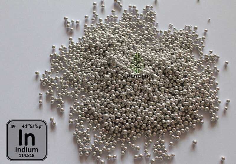 100 Grams 99.995% Pure Indium Granule Indium Shot element 49 Indium Metal Ball Free Shipping