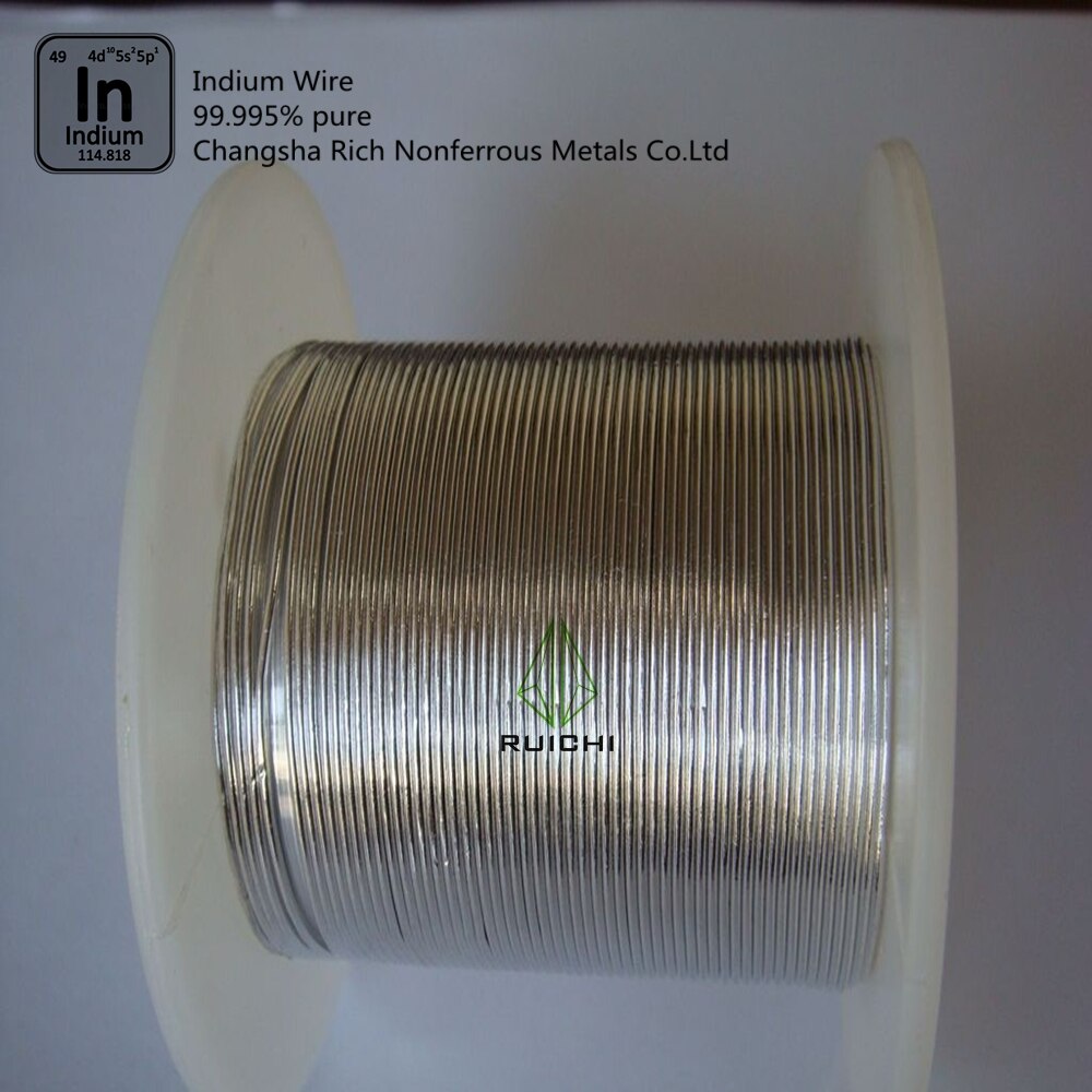 99.995% pure 3 / 4 / 5mm diameter Indium Wire, 1 meter per spool