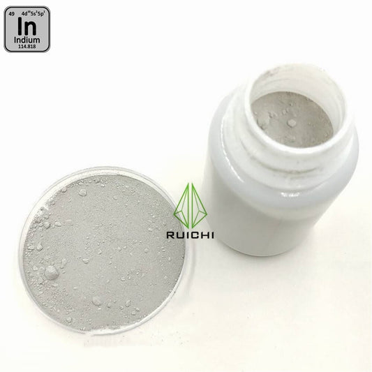 RUICHI 99.99% 순도 -325mesh 요소 49 인듐 금속 분말 1000g